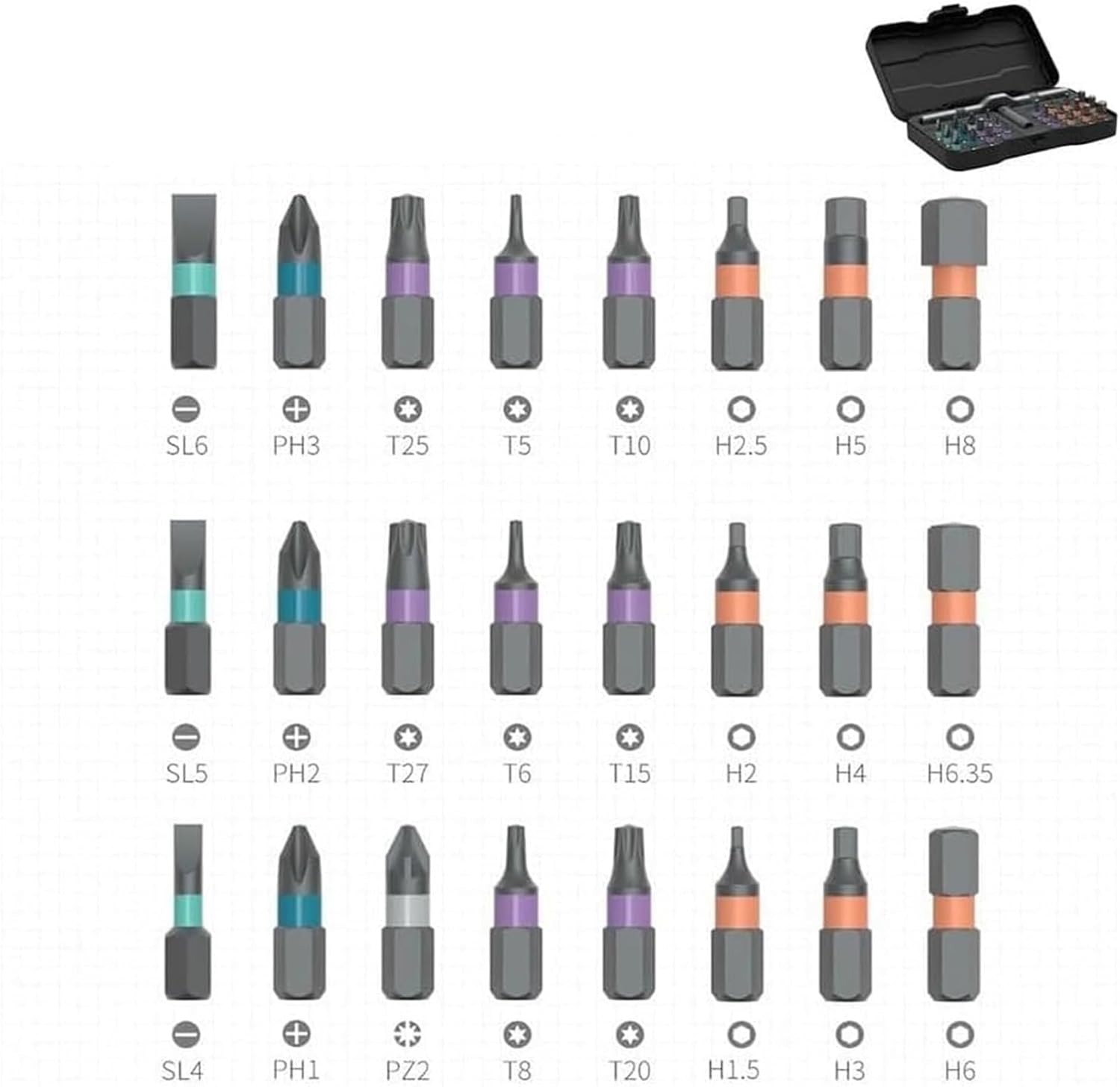 24 in 1 Screwdriver, 24 in 1 Screwdriver Set, DIY Multifunction Ratchet Tool with Removable T Handle