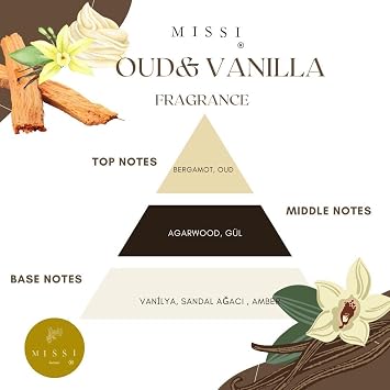 MİSSİ 130 ml Oud Vanilya Oda Kokusu ve Çiçek Dekorlu Kokulu Vegan Mum Seti