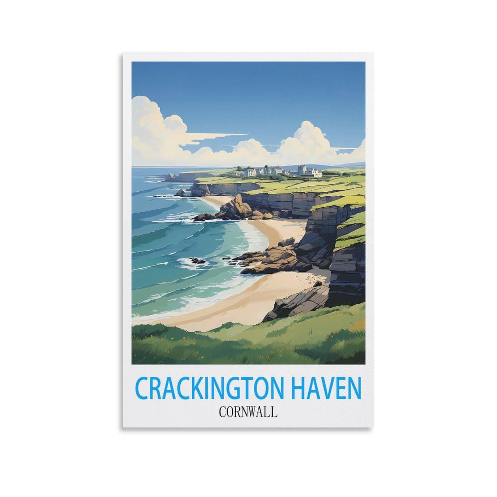 LNHZGNJNH Crackington Haven Cornwall Vintage Travel Poster 08x12inch(20x30cm) Canvas Wall Art Wall Print Painting Decor Living Room Bedroom Decor