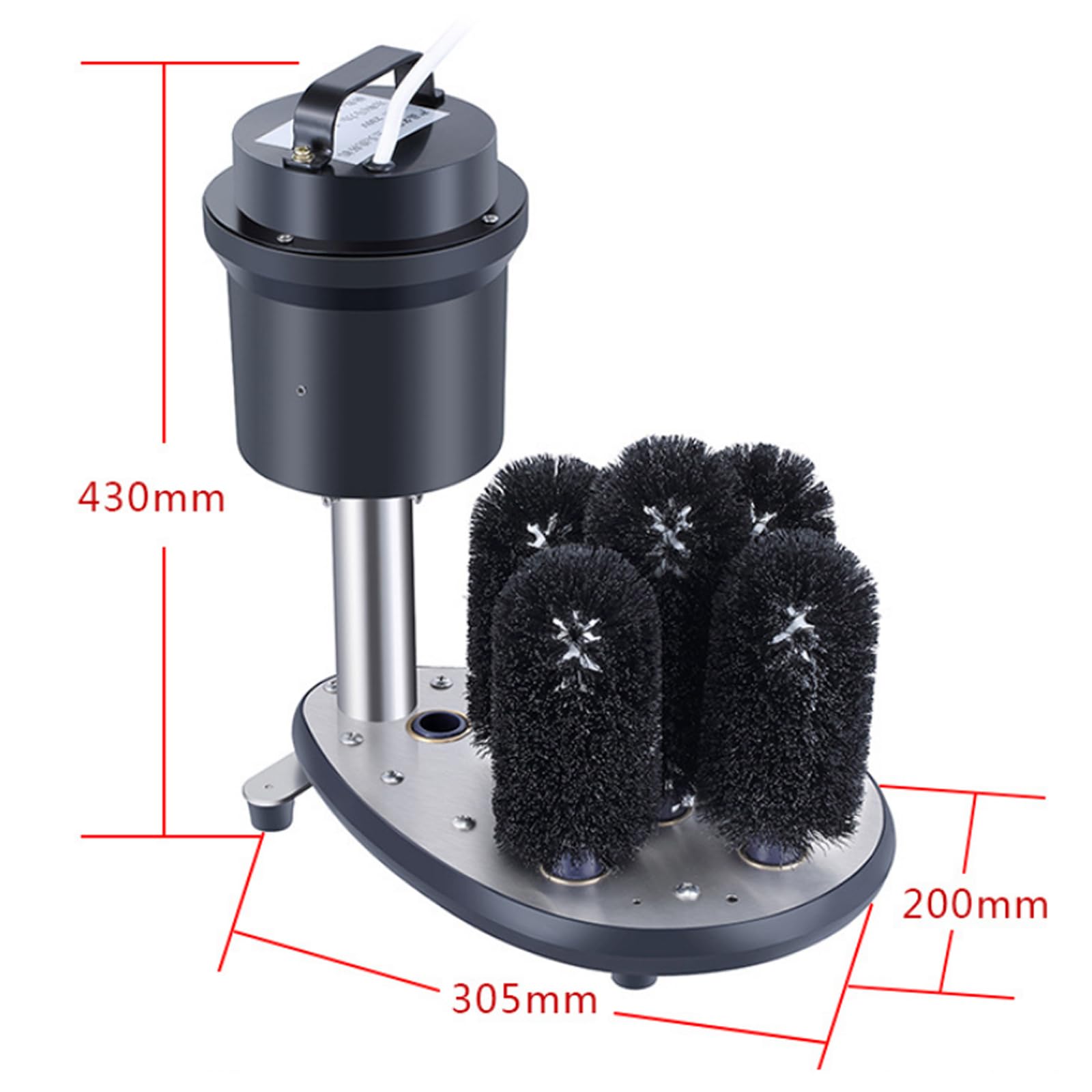 Pulidor automático de copas de vino, 600 tazas/hora, 5 cabezales de cepillo, limpieza sin ángulos muertos, totalmente sumergible para un fácil mantenimiento, ideal para uso comercial
