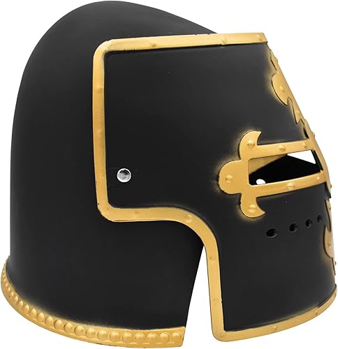 Vista 4 de Nicky Bigs Novelties Disfraz de casco medieval de caballero para adultos, accesorio para la cabeza de los cruzados templarios con máscara facial