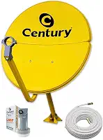 Kit Antena KU Bipartida 60cm Amarela + LNBF Simples + Cabo 15M C/Conectores Century