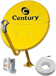 Kit Antena KU Bipartida 60cm Amarela + LNBF Simples + Cabo 15M C/Conectores Century