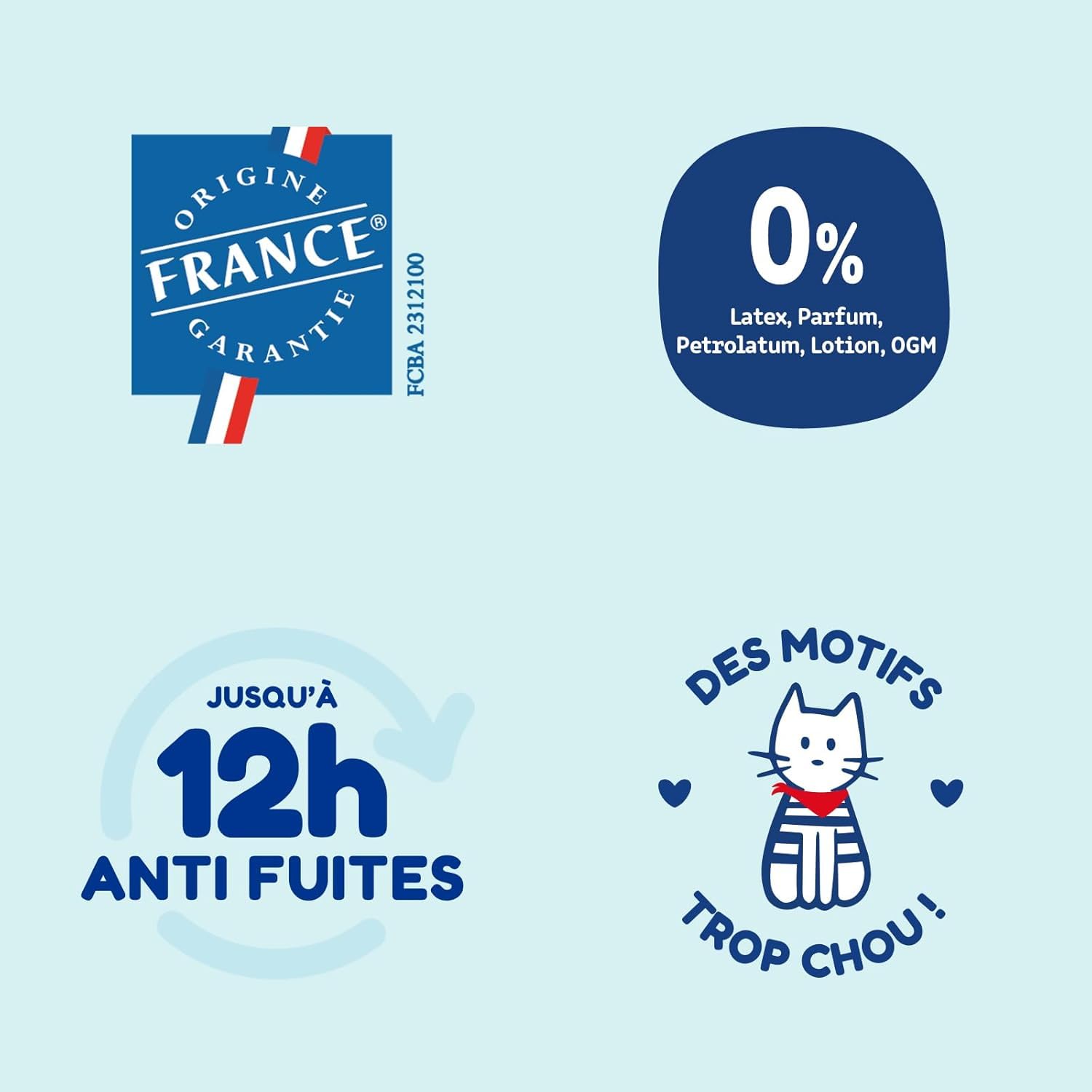 CARRYBOO - Couches Taille 1 & 2 – Duo évolutif naissance (2 à 6 kg) - Saines et Ultra Absorbantes - 12h Anti Fuites - T1 x 48 couches & T2 x 150 couches - Fabriquées en France