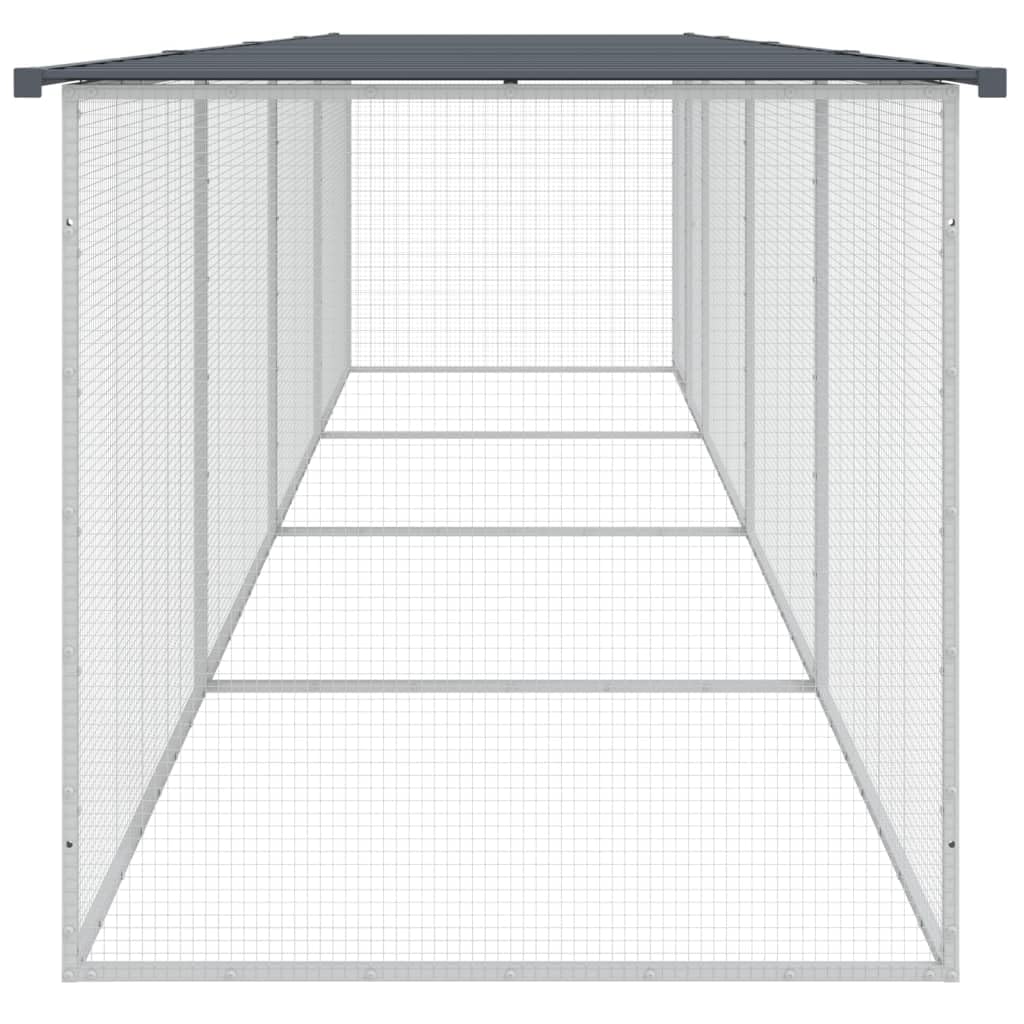 Gabbia per polli con tetto, 403 x 98 x 90 cm, in acciaio zincato