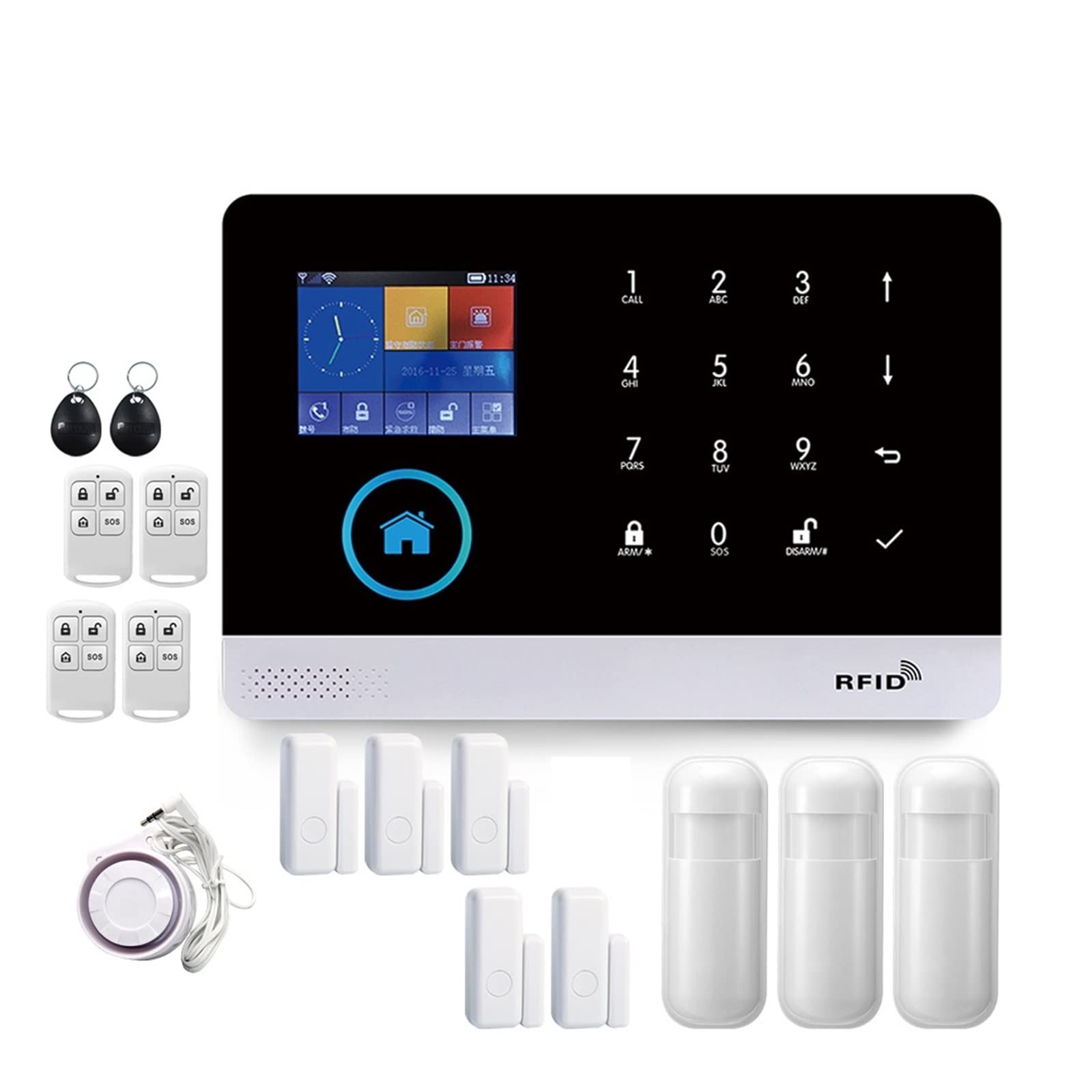 CUDTAPI Smart Home GSM Alarm System For With Motion Sensor Wireless Siren Night Vision IP Camera Tuya(G-103.)