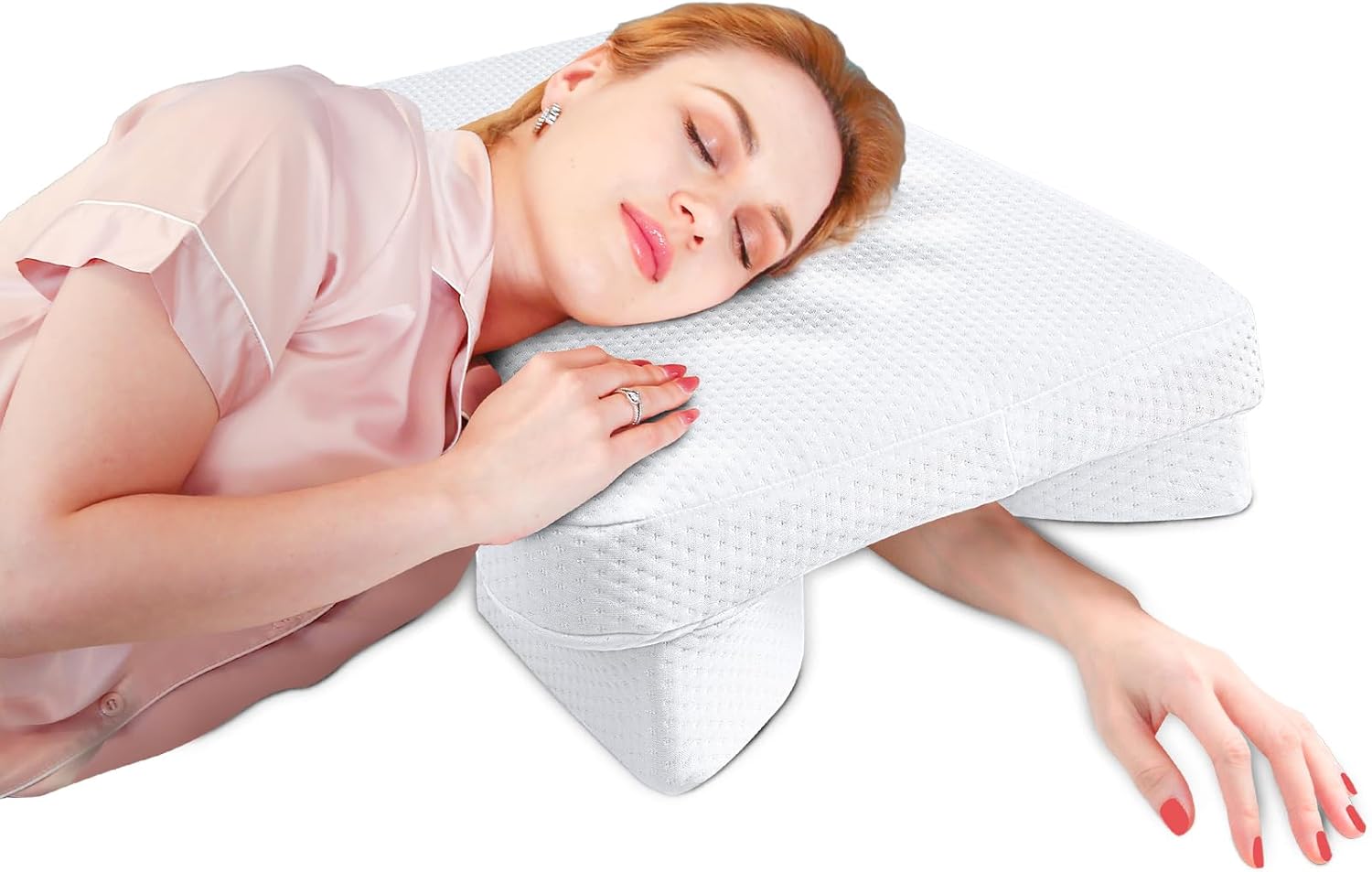 Side Sleeper Pillow with Arm Hole, Shoulder Relief System, Memory Foam Arm Pillow for Neck and Shoulder Pain, Multi-Angle Armholes Pillow for Many Sleeping Positions, Ergonomic Support for Neck