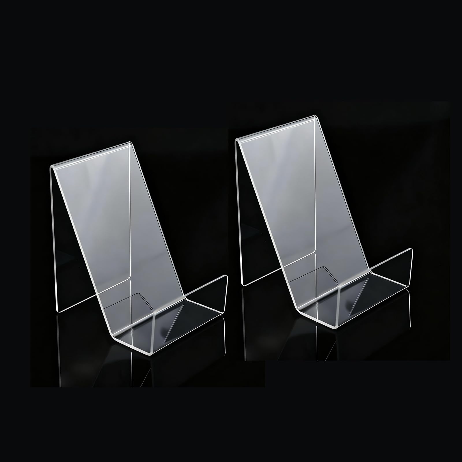 Hredyqw 2Pcs Clear Acrylic Display Stand Book Desktop Bookstand Decorative Plate Display Stand for Picture Artwork Album Clear Acrylic Bookends