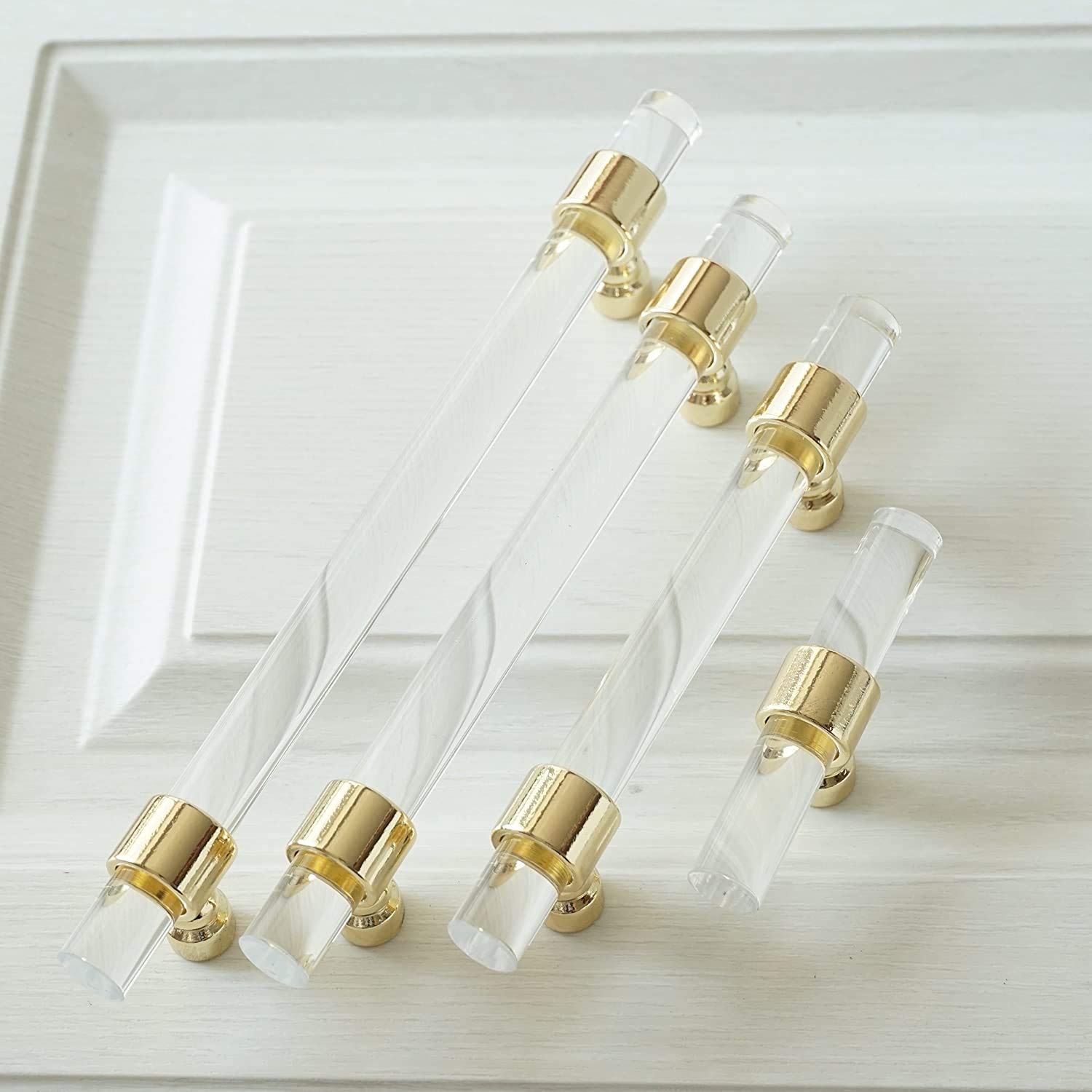 2.5"(64mm) Centers Square Acrylic Cabinet Pulls Furniture Handles Clear