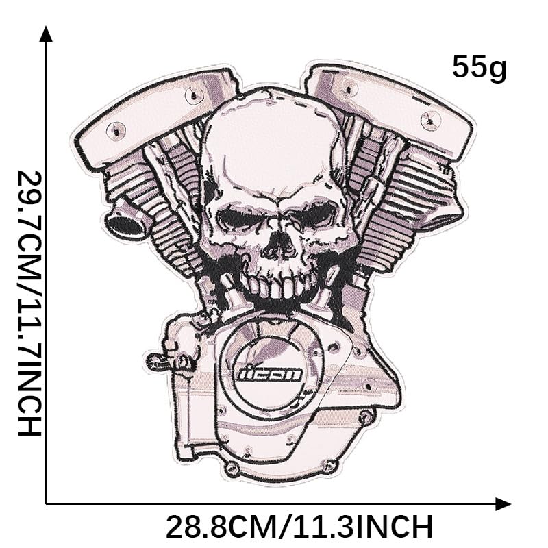 ONURTH Totenkopf-Geist, 29 x 24 cm, 5 Stück, Rock-Punk-Band, große Aufnäher zum Aufbügeln, Abzeichen, Musik, Skelett, Blumenschädel für Kleidung, Jacken, Jeans