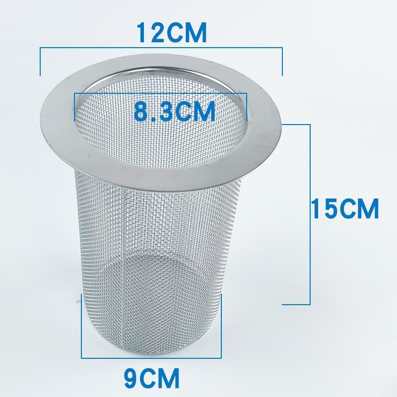 Stainless Steel Wire Mesh Filter Mesh Screen Strainer Barrel Flange Basket Filter Various Size (9x15cm(1mm))