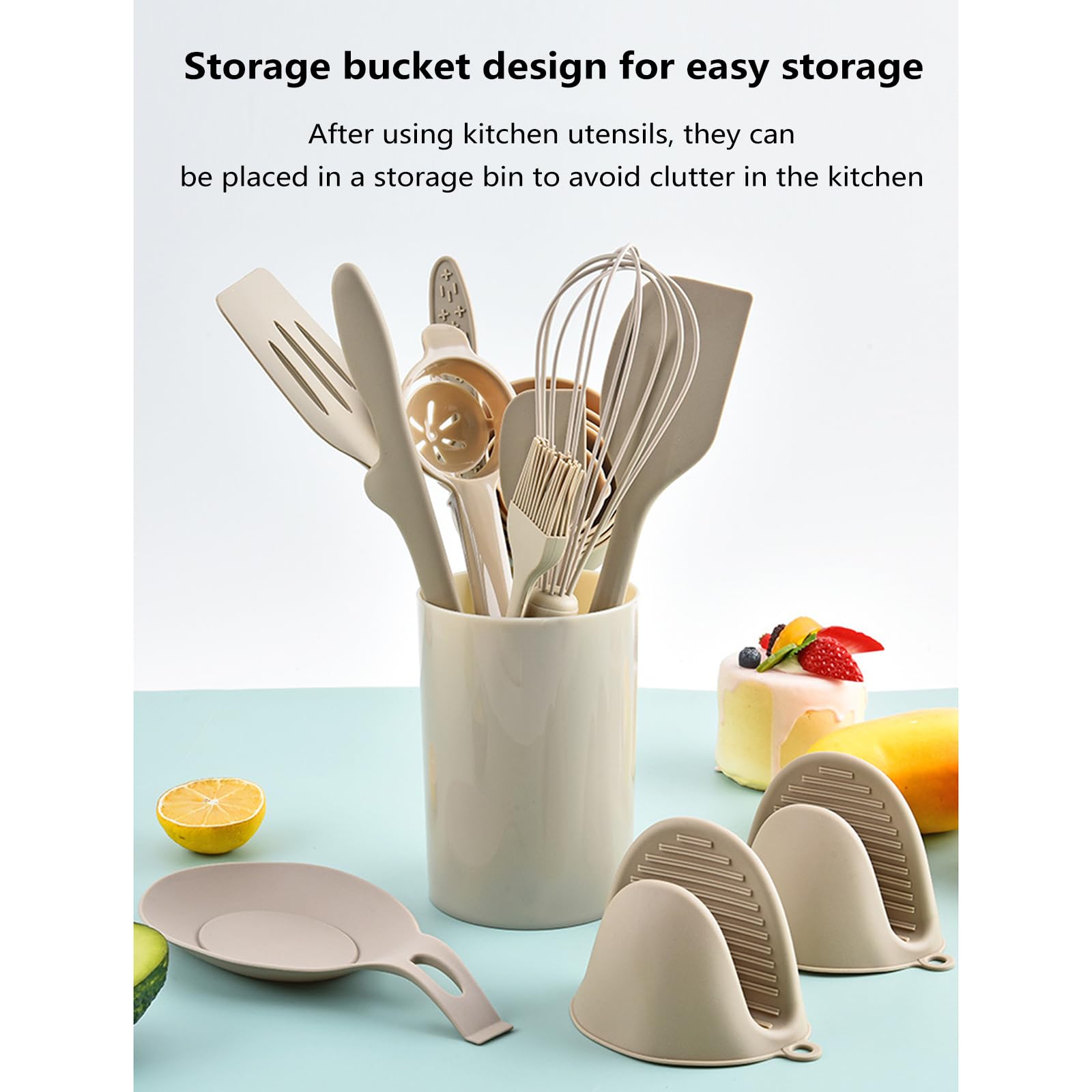 21 Stück Küchenhelfer Set, Silikon Schwarz Küchenset Küchenutensilien Mit Utensilienhalter, Antihaft Hitzebeständiger Kochbesteck Kochutensilien Set Für Kochen, Gesund, Leicht Zu Reinigen ,Pink