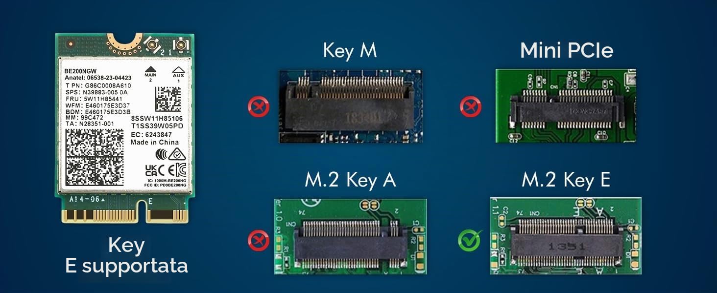 BE200 WiFi 7 Card | M.2 PCIe WiFi Card | Tri-Band 2.4/5/6 GHz | Up to 5.8 Gbps | Gaming WiFi Card for PC | Supports Bluetooth 5.4 & Intel PCs with Windows 10/11 | BE200NGW