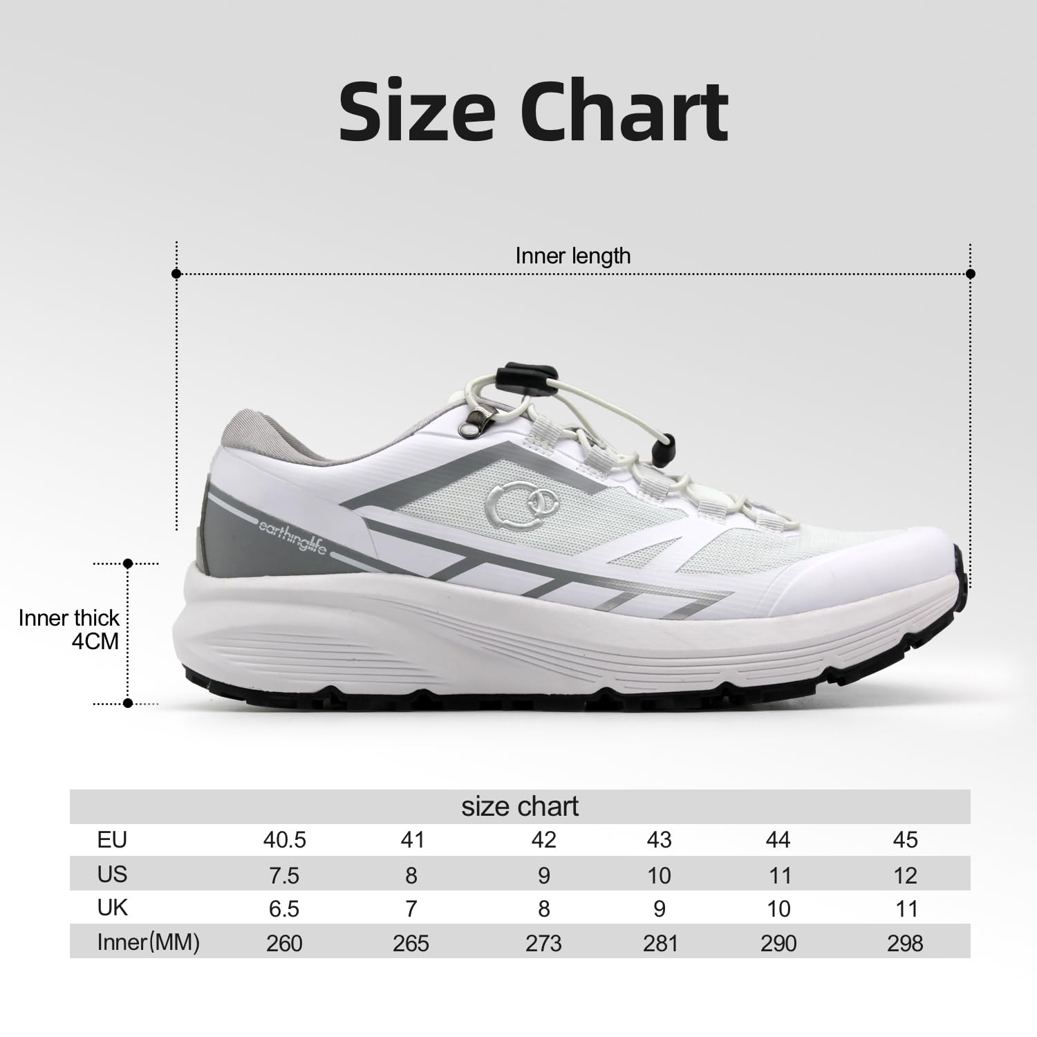 earthinglife Grounding Trail Running Shoe for Men Connect to Earth for Natual Healing, scarpe da trekking impermeabili, suola antiscivolo in gomma per camminare