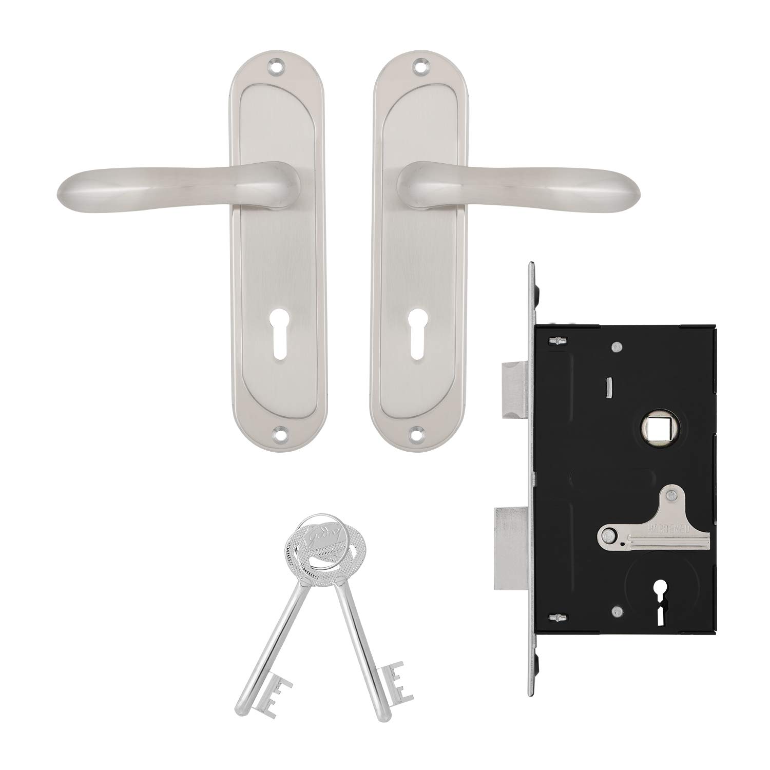 Godrej 6 Levers Diana Mortise Door Lock Handle Set with 2 Keys, Suitable for Left & Right Handed, Inside & Outside Opening Door Handle Set, Satin Finish (Silver, Set of 1) (B016MMKLBC) Amazon Price History, Amazon Price Tracker