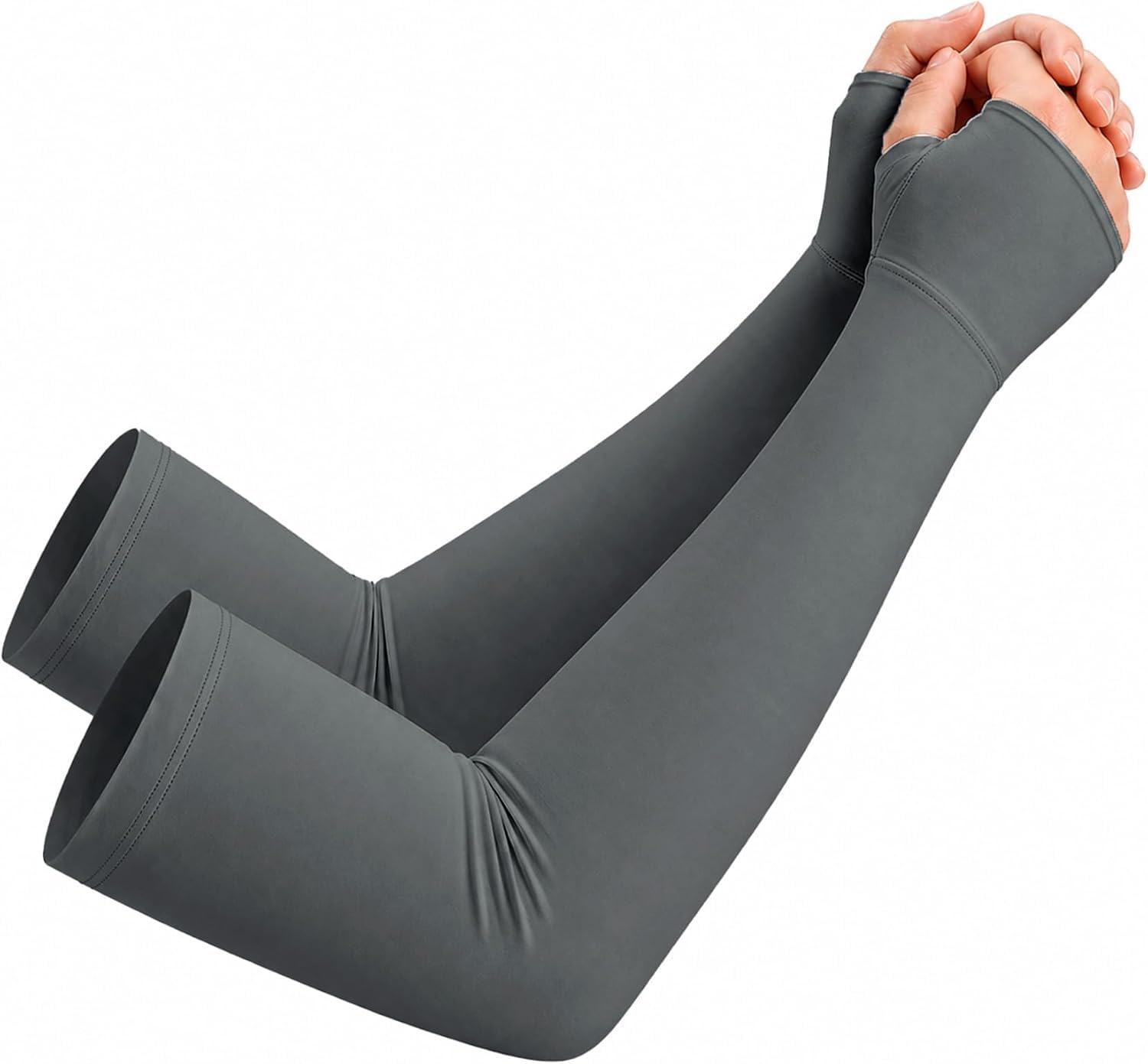 Manicotti Rinfrescanti per Braccia da Uomo E da Donna, Protezione UV UPF 50+, in Viscosa Leggera con Foro per Il Pollice, Perfetti per Gli Sport Allaria Aperta E La Gray Small-Medium