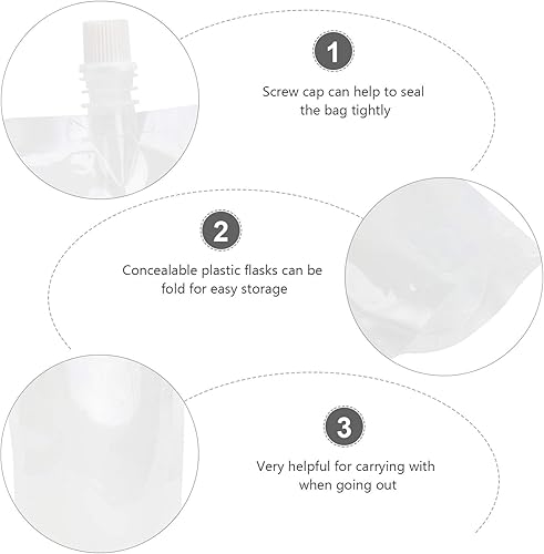 Miniatura 9 de 50pcs bolsa de plástico 10.6 oz botellas de bebidas desechables contenedor de bebida sacar bebidas bolsas de jugo resellables para viajes al aire