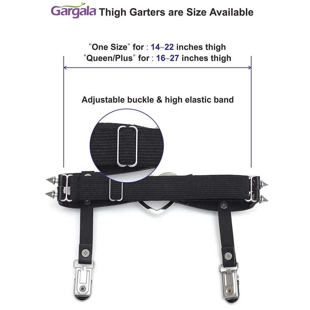 GARGALA Leather Thigh Garter Belt Goth Studded Leg Harness Suspenders for Women Plus Size 2 Pcs