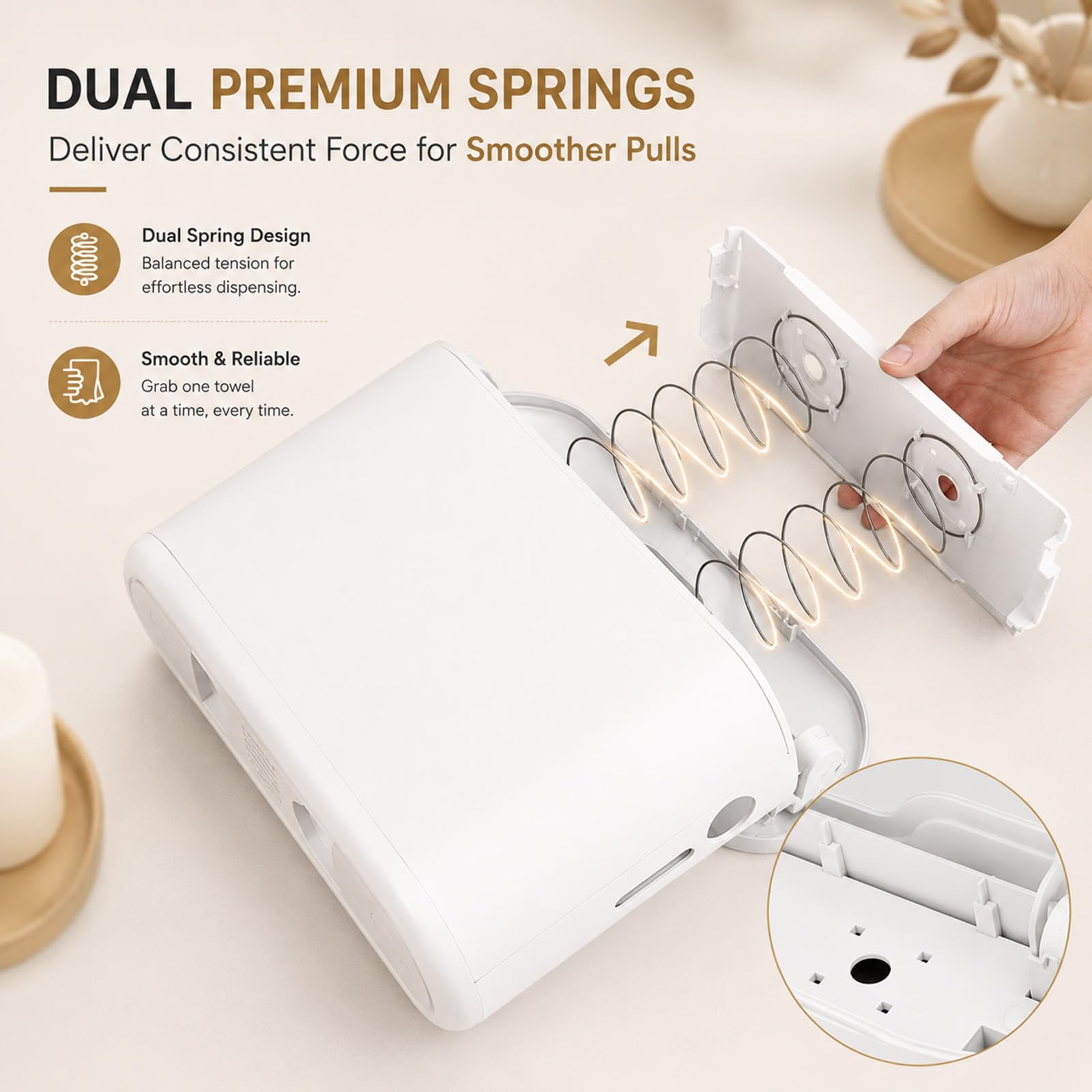Dispensador de toallas de papel para encimera, dispensador de toallas de mano multipliegue blanco para dormitorio, baño, cocina, inodoro (blanco)