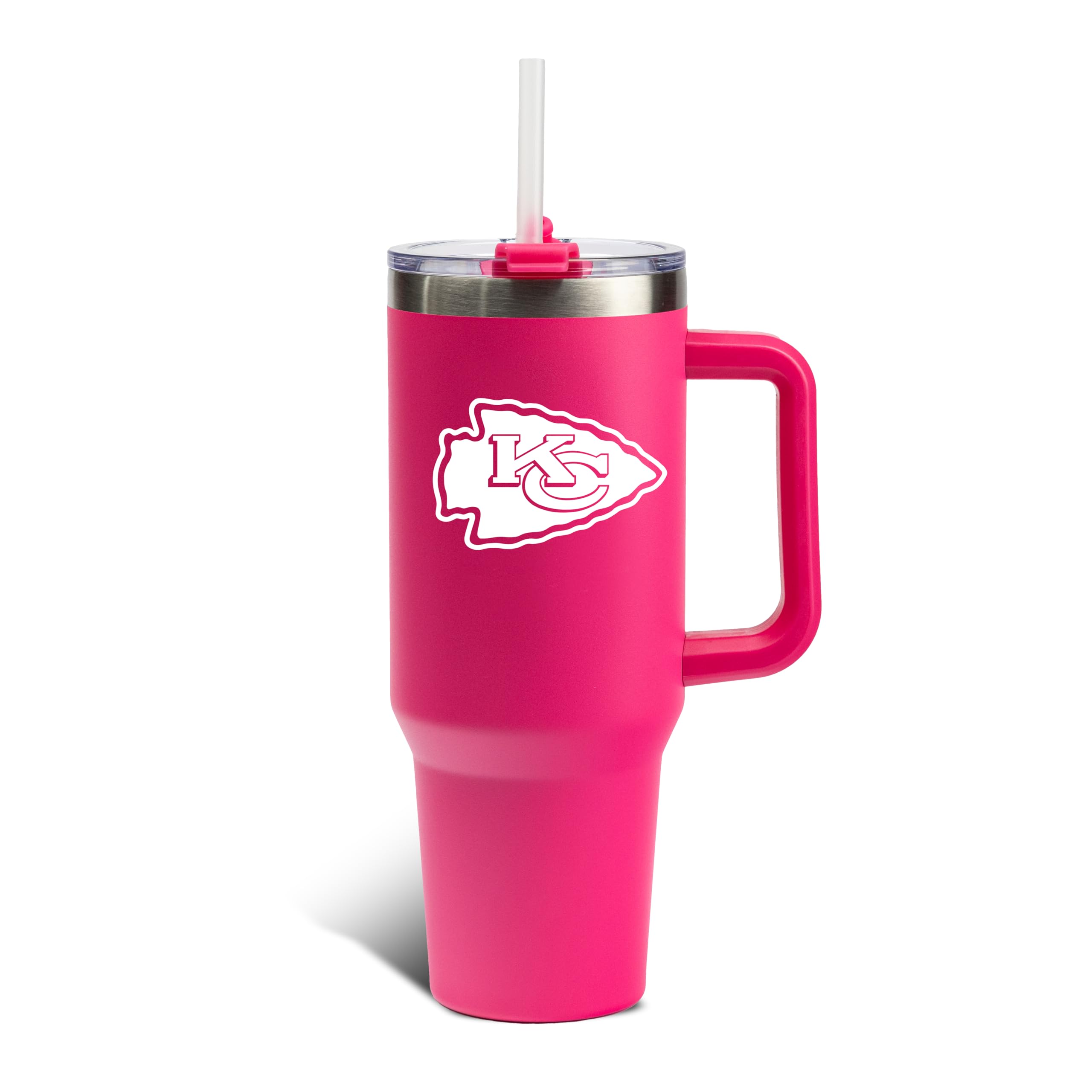 The Memory Company Officially Licensed NFL - Kansas City Chiefs 40oz Pink Game Day Tumbler with Team Logo