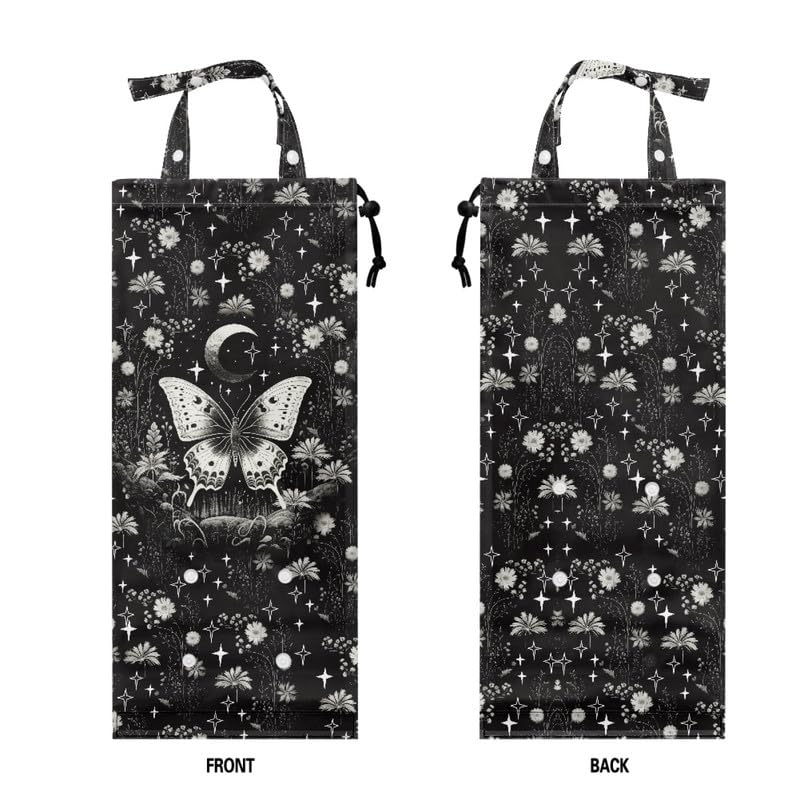 Image of Butterfly Car Trash Bag, Hippie Flower Multipurpose Garbage Bag for Auto Back Seat, Moon Daisy for Outdoor Traveling & Home Use