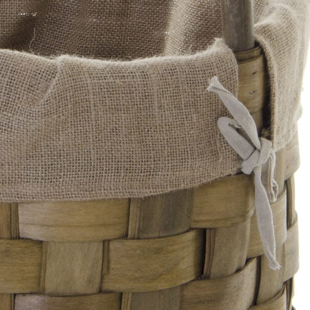 VERDELOOK | Cesta portalegna Rotonda Intrecciata in Materiale Naturale e Interno in Juta, Diametro 40 cm, Altezza 45/65 cm