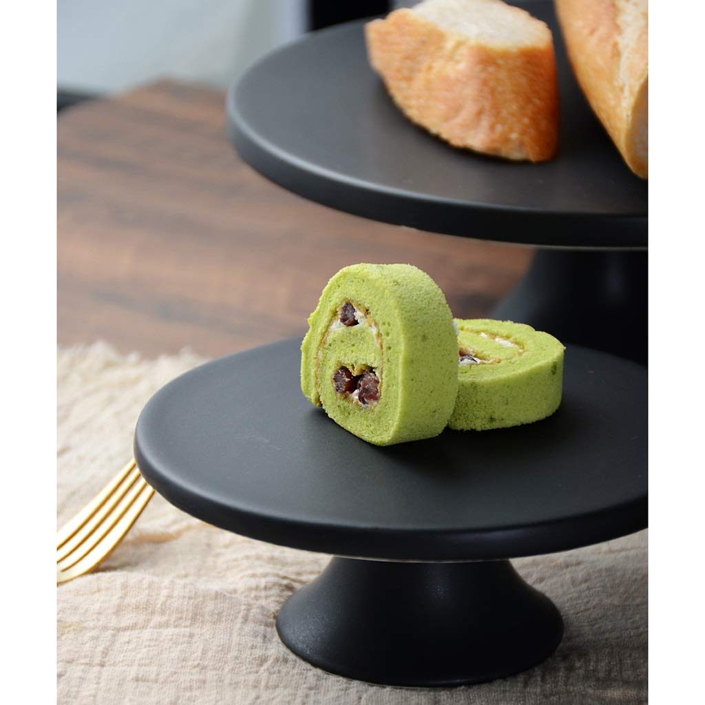 Support à gâteau support à gâteau en céramique noir mat présentoir à gâteau d'anniversaire de mariage, table de dessert haute (taille : 16 cm)