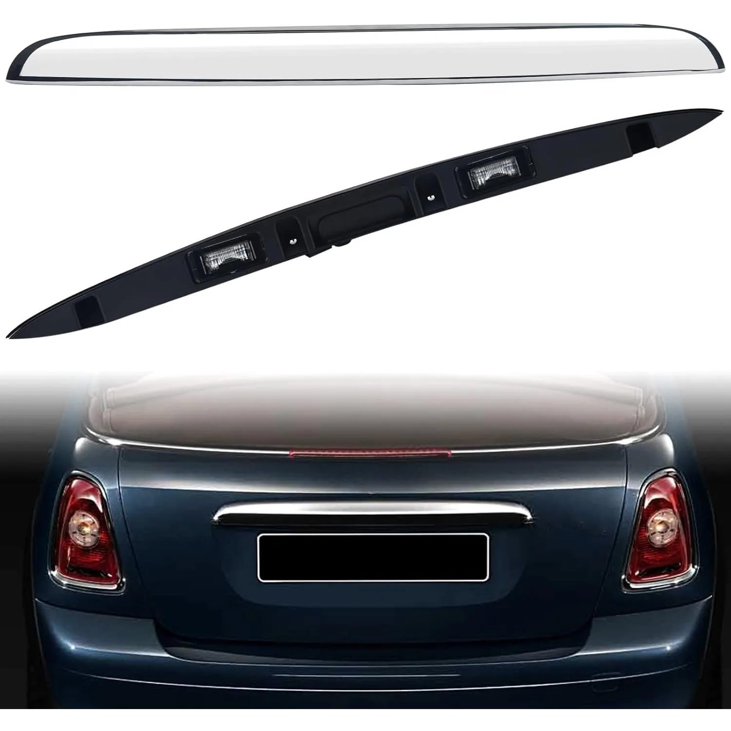 Chromowana klamka tylnej klapy bagażnika z lampką, pasująca do pojazdów typu mini z lat 2005-2015, pasująca do serii Cooper R56 R57, nr OE 51132753603