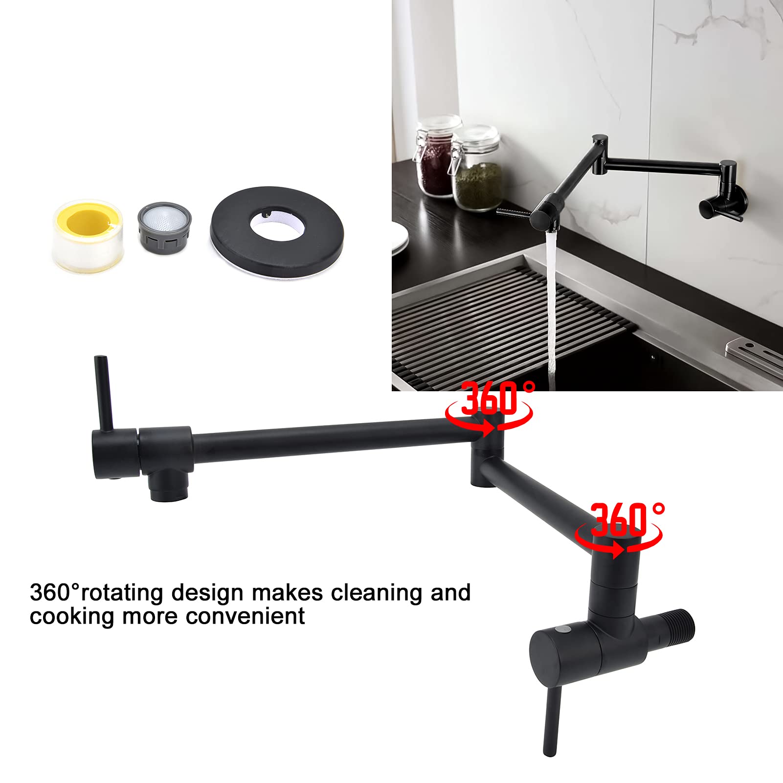 Rubinetto Per Pentole Nero - Braccio Pieghevole | Per Cucina Professionale - Foto 10