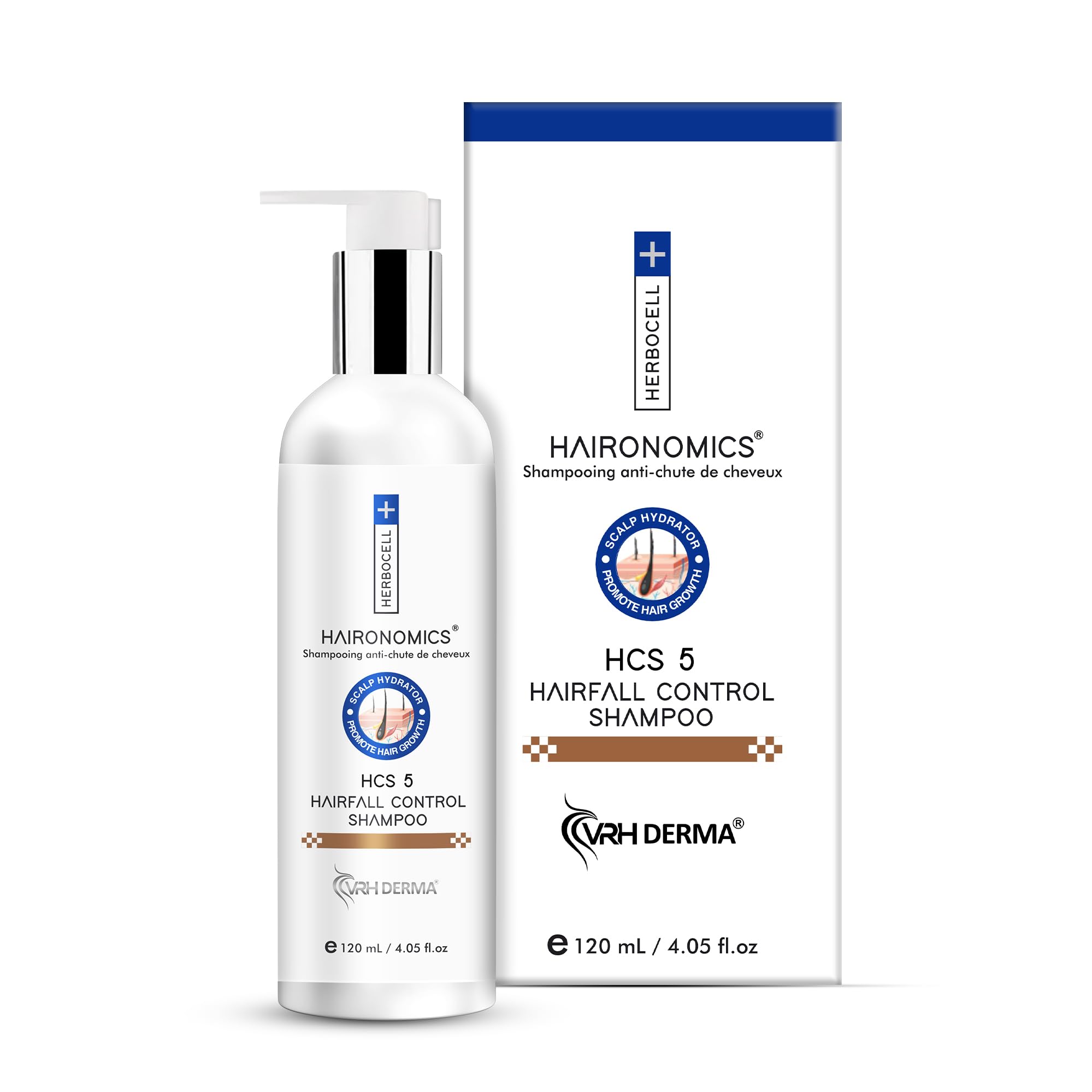 VRH Hair Fall Control Shampoo with Coffee + Biotin + Fenugreek + Keratin + Herbocell | Reduces Hair Fall & Promotes Hair Growth | Increases Hair Volume & Removes Split Ends (120ml) (120 ml)