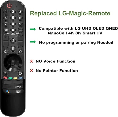Miniatura 3 de Reemplazo universal compatible con control remoto LG para televisores inteligentes MR2223GA 20212022 UHD OLED, QNED, NanoCell, 4K y 8K (sin puntero