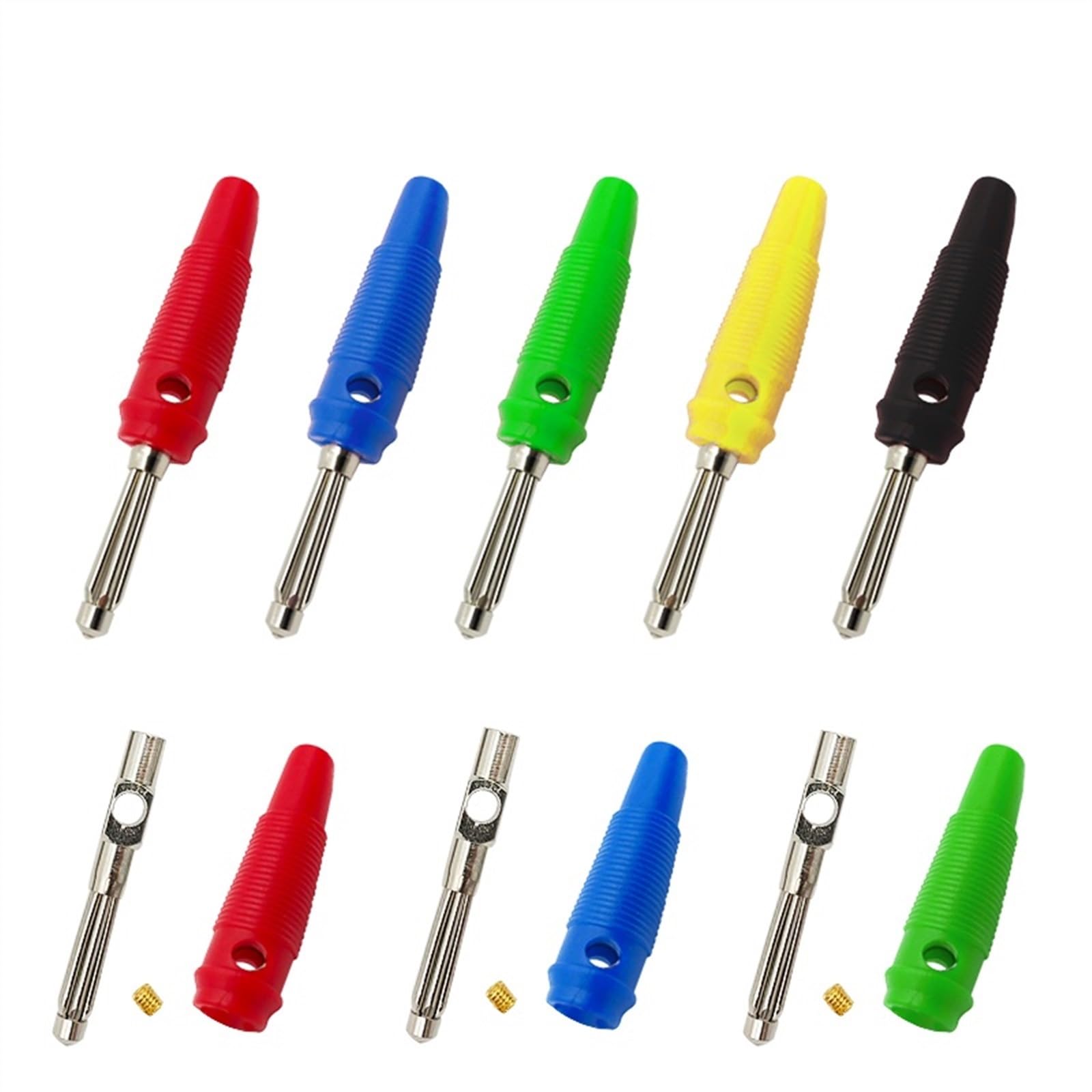 Connecteur de fiche Banane empilable sans Soudure, Rouge et Noir, 4mm, en cuivre, 10 pièces(10Pcs (Mixed))