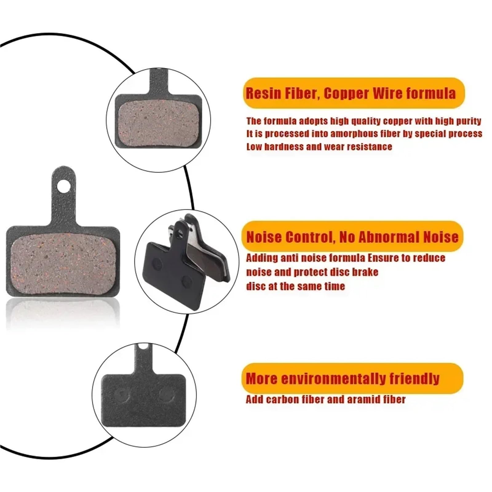 Pad Voet Zijstandaard Hydraulische schijfremblokken geschikt voor Kukirin G3 PRO KUGOO Kirin G3 PRO scooteraccessoires Hars schijfremblokken onderdelen Motorfiets kickstand(Orange