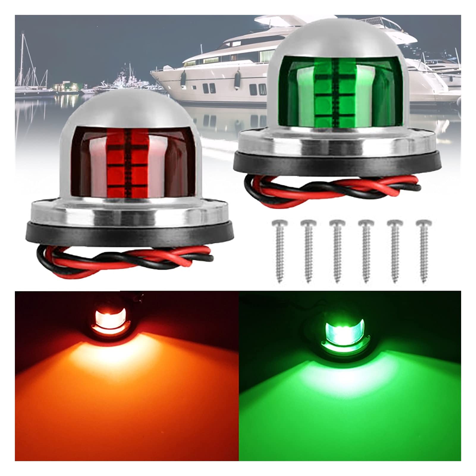 GUIDATO Navigazione in acciaio inossidabile luce marina barca yacht rossa verde a vela segnale per la di avvertimento Per la navigazione e la pesca