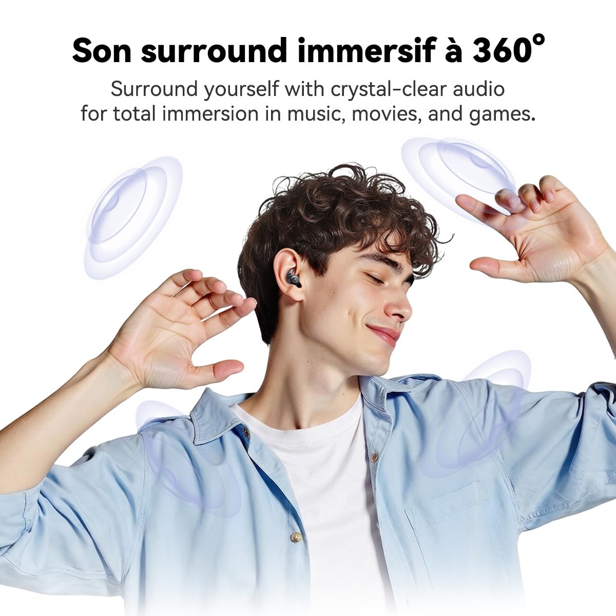 NE76 Écouteurs Sommeil pour Dormir sur Le Côté, Bluetooth Sans Fil Ecouteur Traducteur Instantané, Charge de 165 Langues, Mini écouteurs de sommeil, Adapté aux voyages, aux étude et aux réunion-Orange