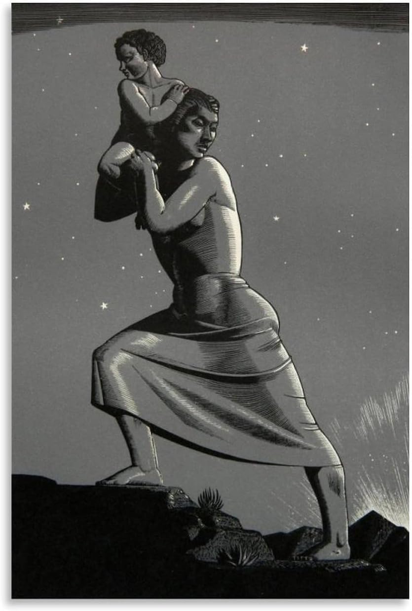 Orjdjz Wxkbl Night Flight by Rockwell Kent Canvas Poster Vintage Wall Art Painting Rockwell Kent Prints for Living Room Home Picture Decor 40x65cmx1 Frameless