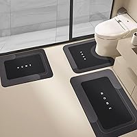 Vista 15 de Housego Juego de 3 tapetes mágicos de baño absorbentes, alfombras de piso de secado rápido, antideslizantes, con parte trasera de goma para baño