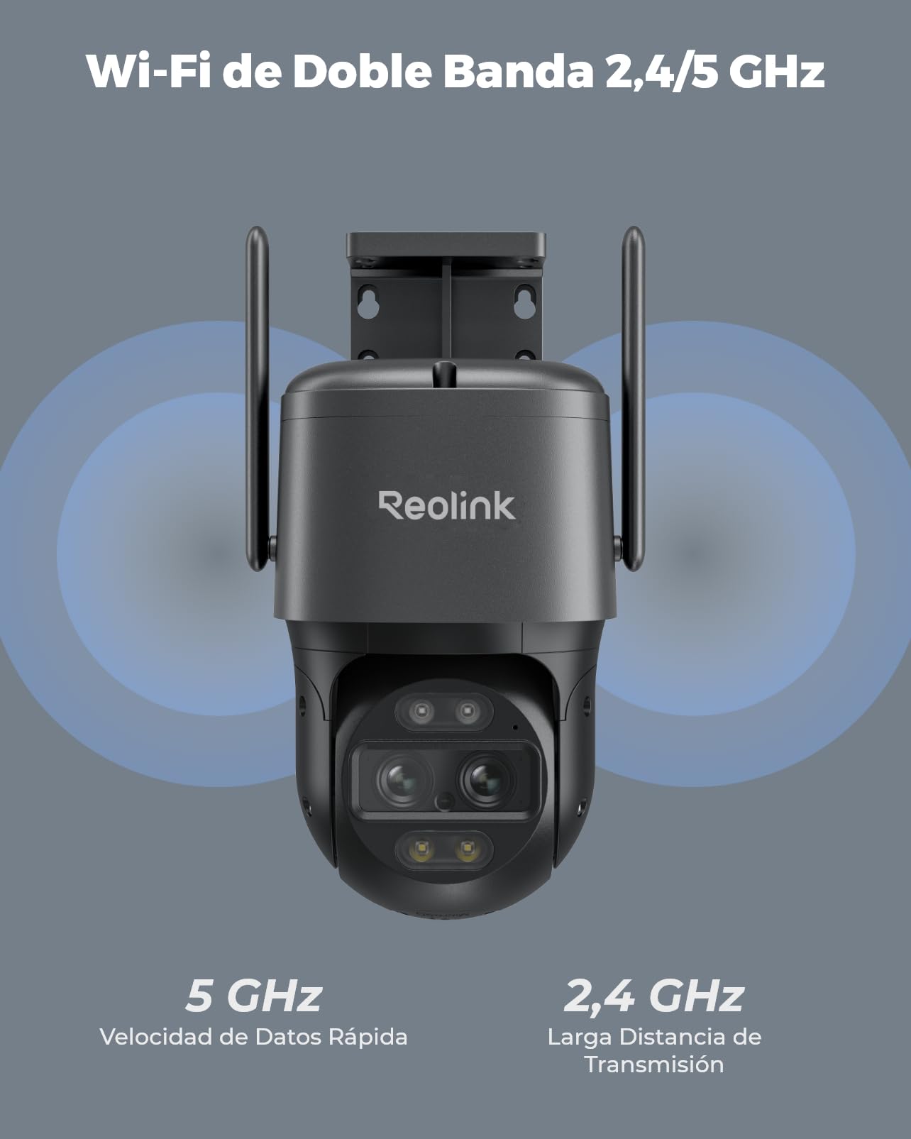Reolink 4K Wi-Fi 6 PTZ Camara Vigilancia WiFi Exterior con Doble Lente, Zoom Híbrido 6X, Detección de Personas/Vehículos/Animales, Seguimiento Automático, Visión Nocturna en Color, TrackMix WiFi Gris