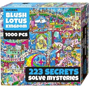 QUOKKA 1000 Piece Puzzle for Adults – 223 Hidden Secrets, Audio Story, Snap-Tight Pieces – Collect All Four Puzzles To Build Epic Mystery Realm - Blush Lotus Kingdom