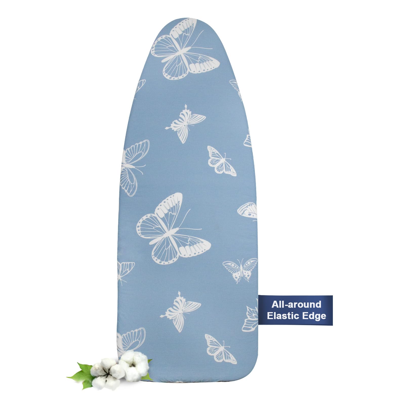 Frilodge Small Ironing Board Cover and pad, 110 x 30, 115 x 35, Thick Padding, Resist Scorching and Staining, Adjustable Fastener, Heavy Duty Padded Iron Board Covers Butterfly