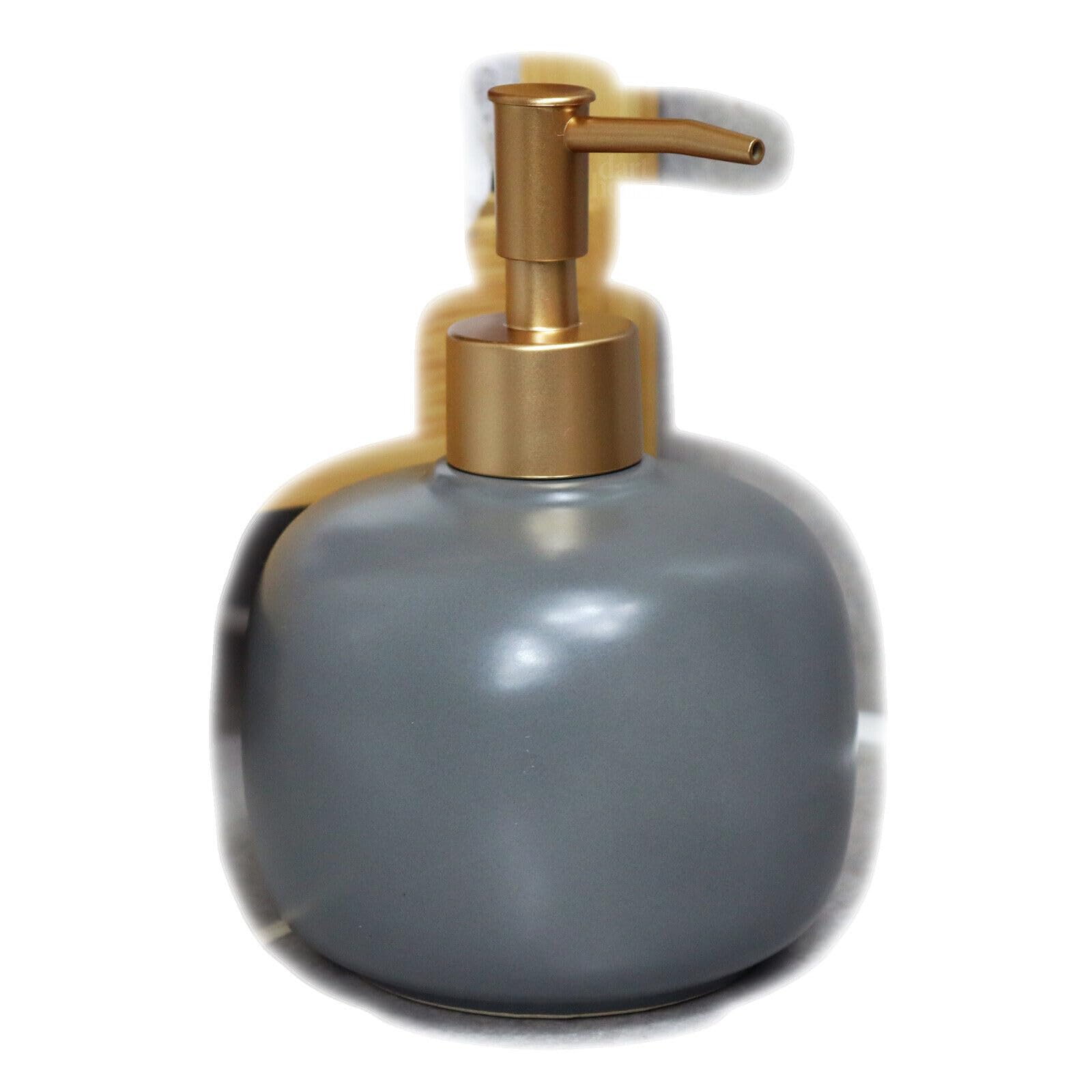 Darthome Grey Bubble Soap Dispenser 14Cm Pastel Gold Pump Ceramic Bathroom Lotion Bottle (Grey)
