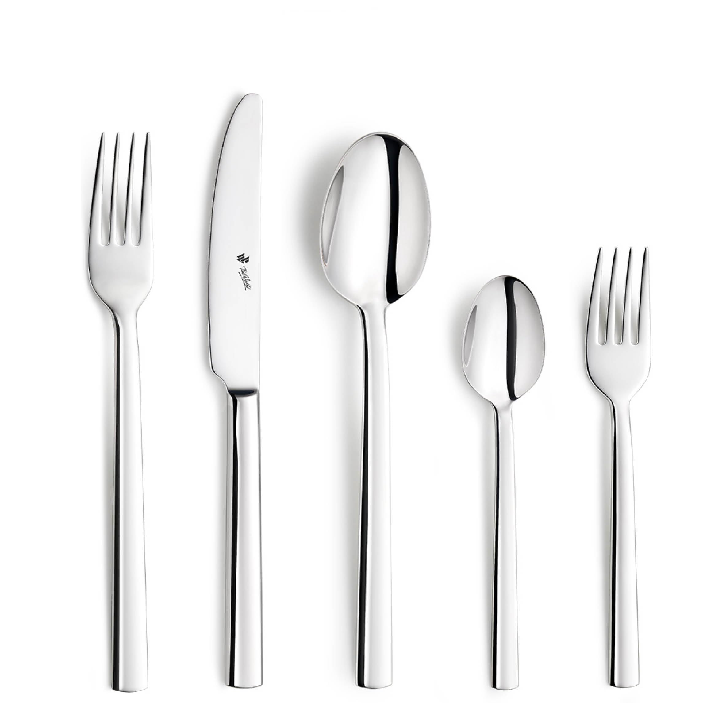 Paul Wirths AURA Besteck-Set 68-teilig, 18/10 Edelstahl, spülmaschinenfest | Hochglanzpolitur, minimalistisches Design, rostfrei, inkl. Servierwerkzeug – seit 90 Jahren Tischkultur