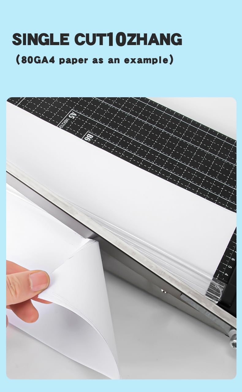 Papierschneider, Büropapierschneider, Tor-Papierschneider, 10 Blatt Kapazität, Papierschneider mit Sicherheitsvorrichtung und Verriegelung, robuster Kartonschneider für Zuhause und Büro