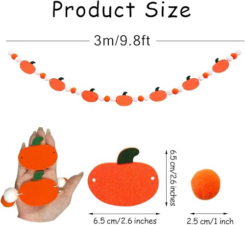 Miniatura 9 de Cartel de Halloween para manto, bola de fieltro, guirnalda de Halloween con espeluznante para chimenea, suministros de fiesta de pared