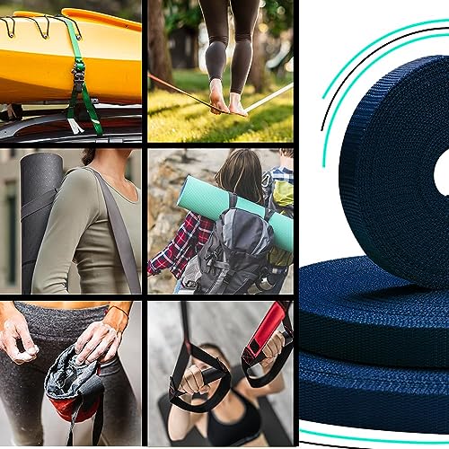 Image of TECEUM 3 /4 inch & 5 /8 inch & 1 inch & 1.5 inch & 2 inch Webbing - 10 25 50 Yards - 40+ Colors - Heavy Duty 1 Inch 1.5 Inch 2 Inch Backpack Straps - Webbing for Outdoors Indoors Crafting DIY