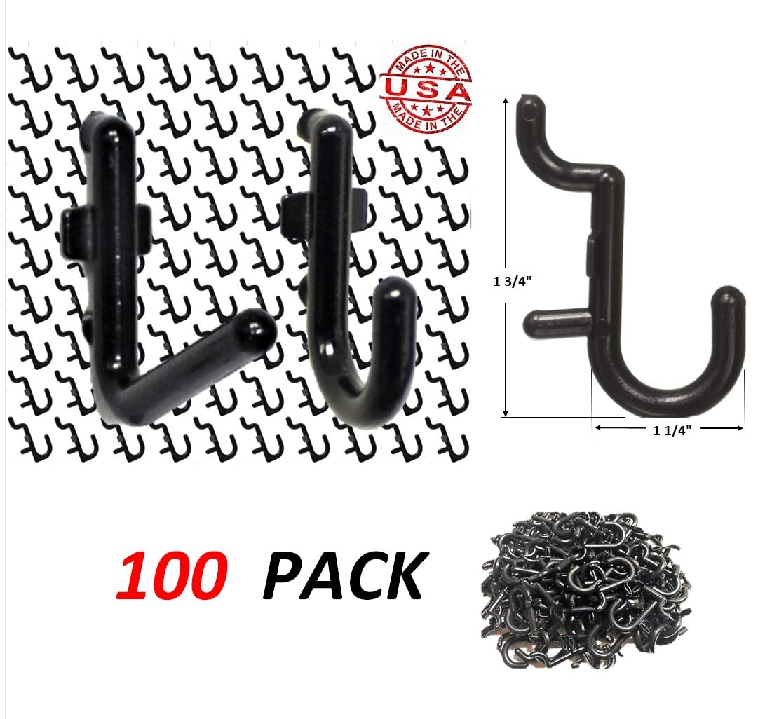 WallPeg 100Pcs Pegboard Accessory Peg Hook Set – Durable, Self-Locking Black 1/4