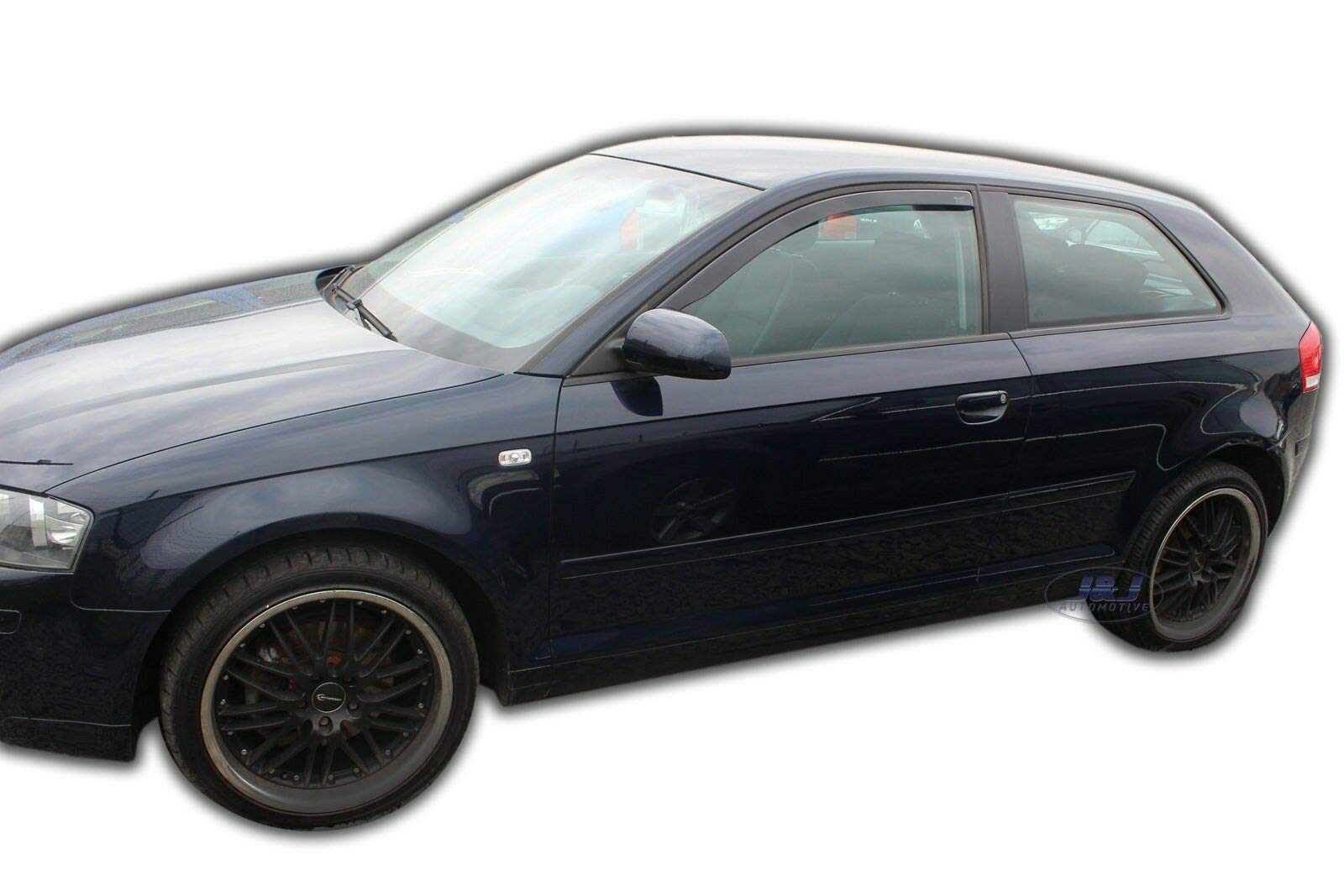 J&J AUTOMOTIVE Windabweiser passend für Audi A3 3-Türer 2003-2012 2tlg, Heko Regenabweiser Vorne Getönt Dunkel Passform