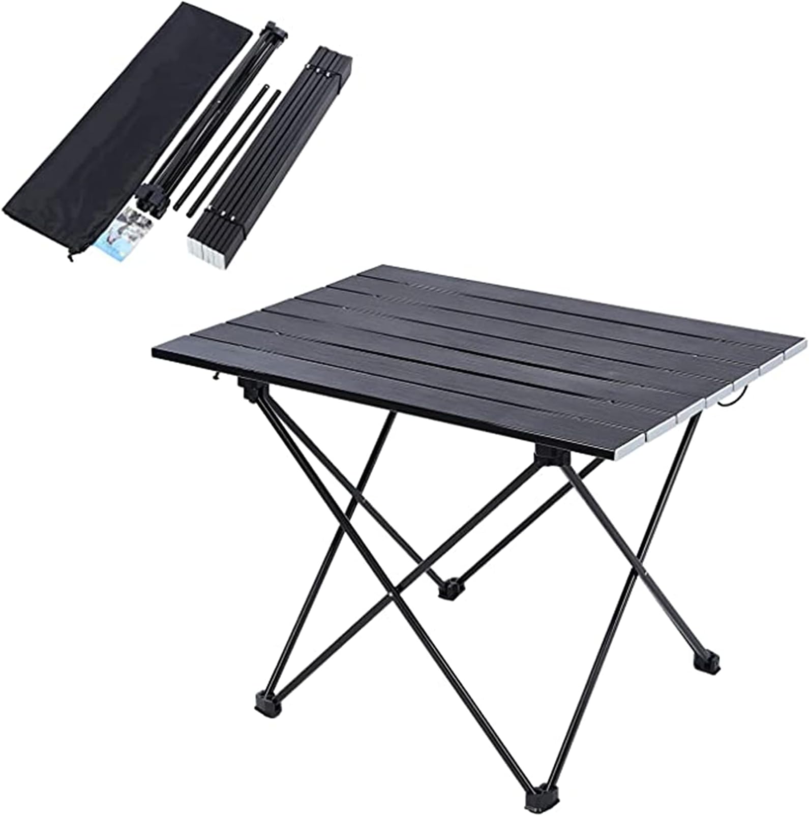 Conobo Portable Camping Table - Ultralight Folding Table with Carry Bag for Picnic, Cooking, Camping, Beach, Festival (56 x 41 x 40cm - Black)