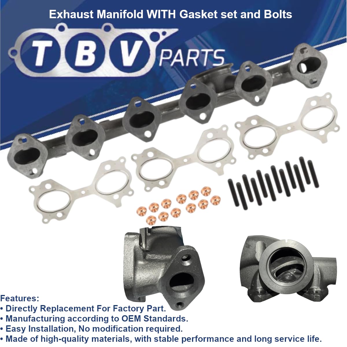 Collettore di scarico con set di guarnizioni compatibile con serie 3 E90/E91/E92/E93, serie 5 E60/E61 e X3 E83 3.0d - Riferimenti 11627801714 11627811449 11627796886668666666866686686