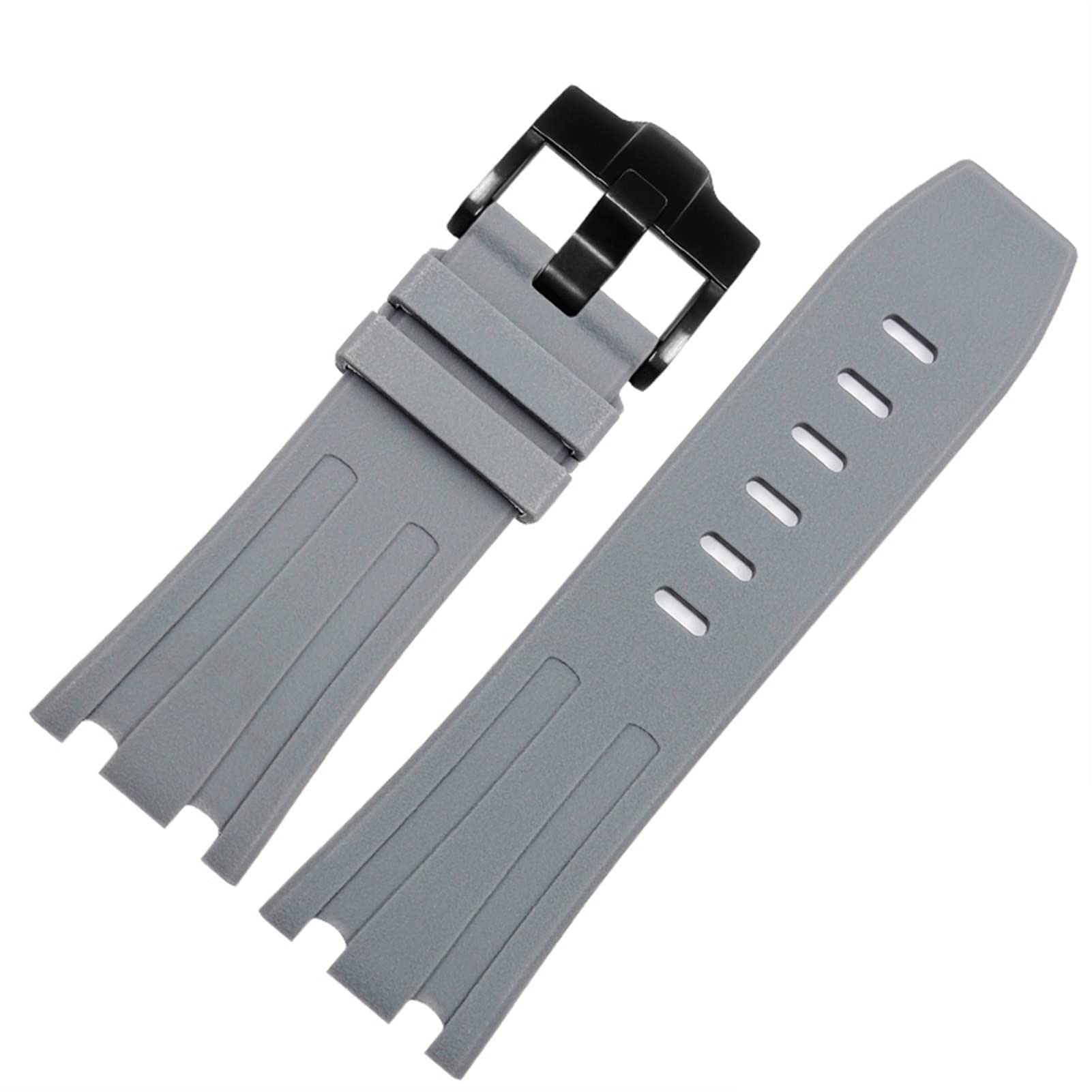Bracelet montre 28mm caoutchouc étanche pour AP 15703 gris noir